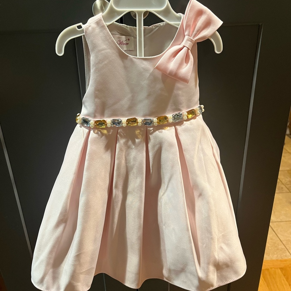 New! Pink  Embellished jewels Dress -  18 months with bloomers